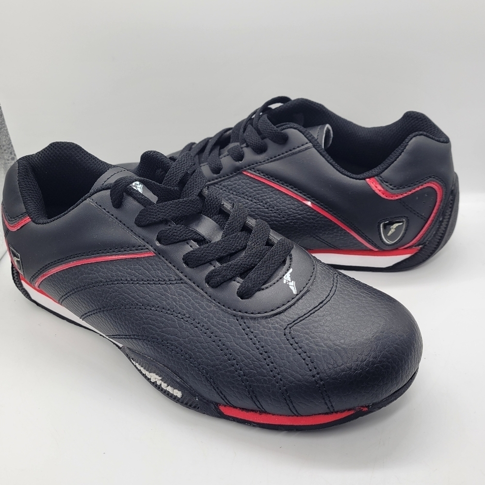 Goodyear Shoes Mens 7.5 Ori Racer Sneakers Lace Up Flats Black Red White Leather